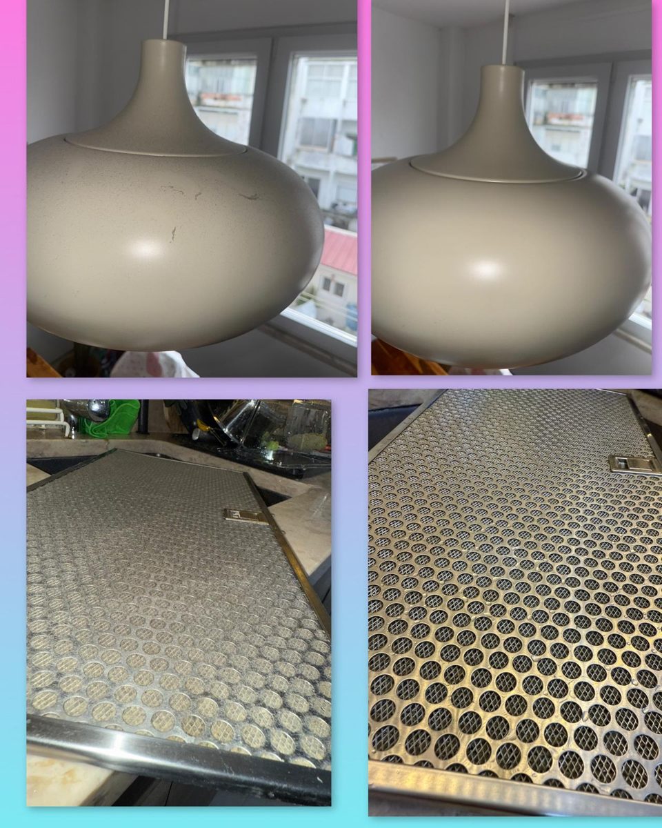 Varanda antes e depois da limpeza